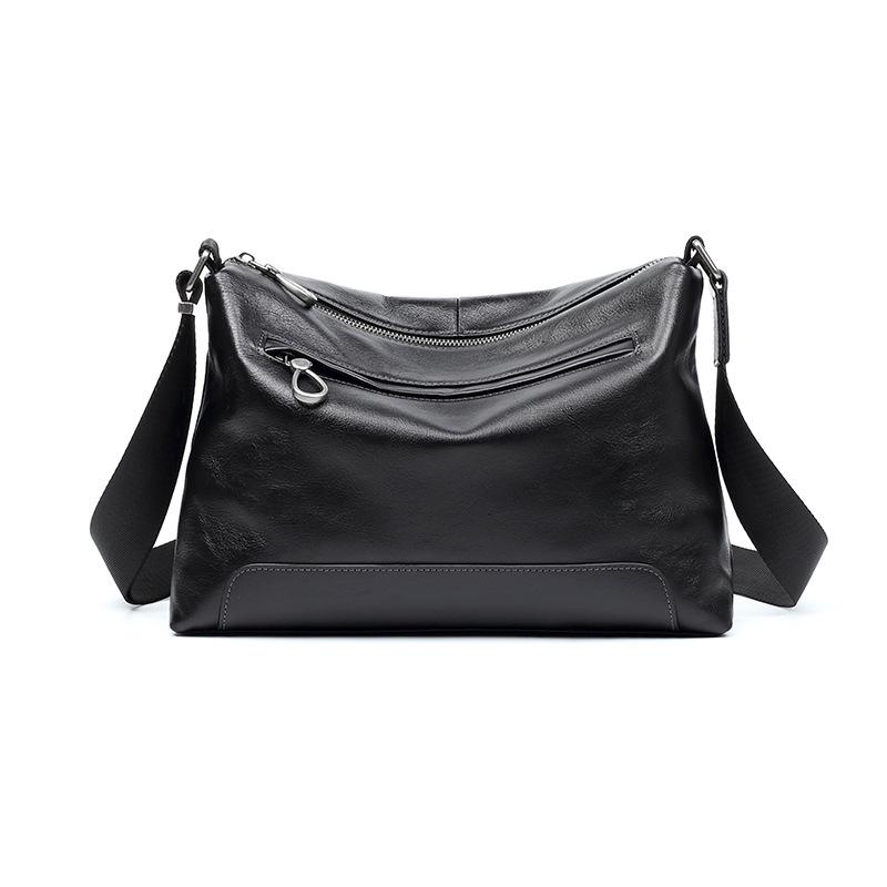 "Stylish Men's Genuine Leather Messenger Bag – Casual, Large Capacity Shoulder Bag with Top Layer Cowhide"