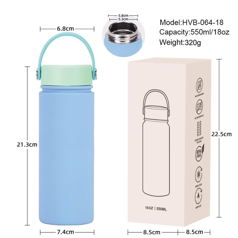 550ml Stainless Steel Vacuum Insulated Travel Mug With Wide Mouth Carry Strap - Outdoor Sports Water Bottle Gym Hiking