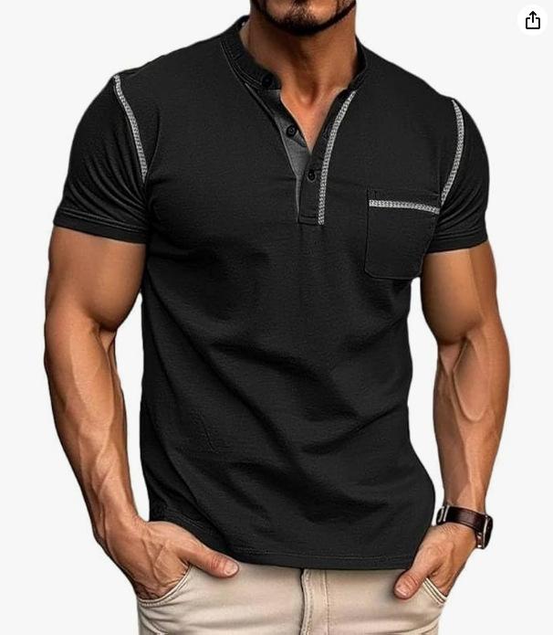 Fashion summer new men's short-sleeved T-shirt, quick-drying casual American Henry Polo