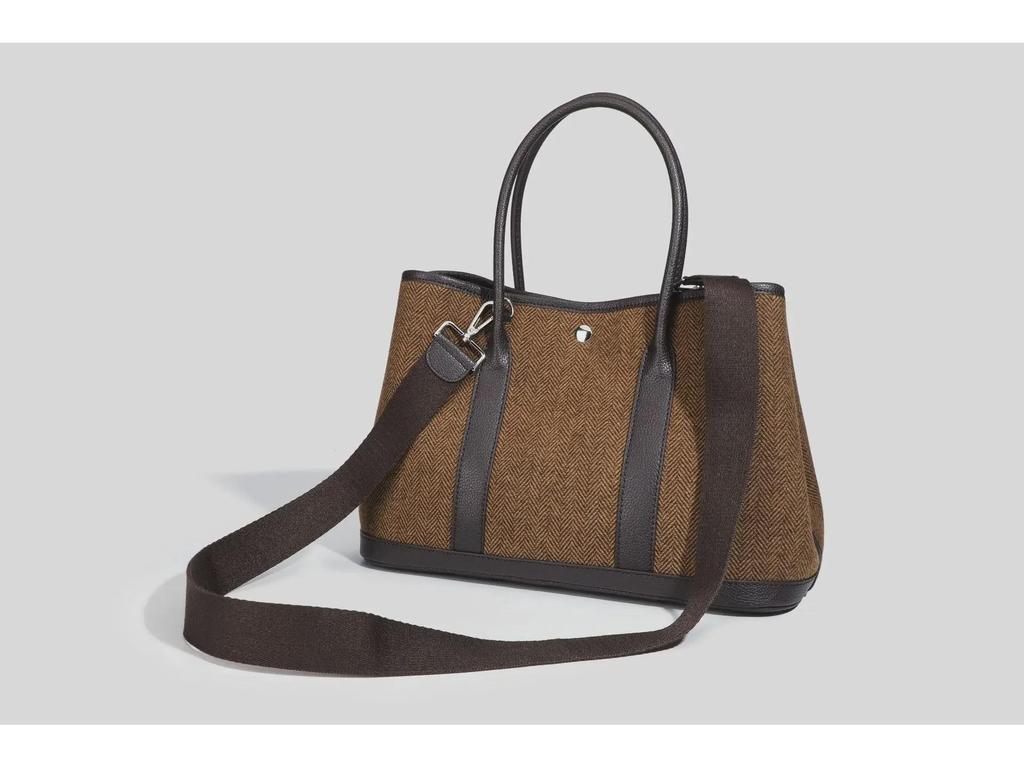 2025 Autumn/Winter Contrast Color Leather Handbag - Large Capacity Wool & Microfiber Shoulder/Crossbody Tote for Women