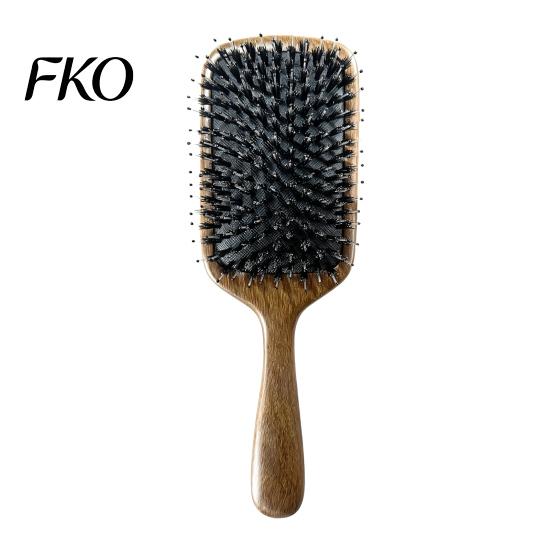 Tangle Remover Brush Air Cushion Hair with Wooden Handle, Gentle Scalp Massage Boar Hairbrush Bristles Brush, Anti-static Detangling Paddle