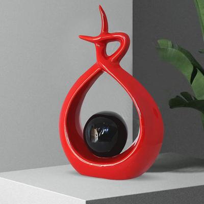 Estátua de Design Espiral Cerâmica Decoração de Casa (Pacote de 1, VERMELHO & Preto)