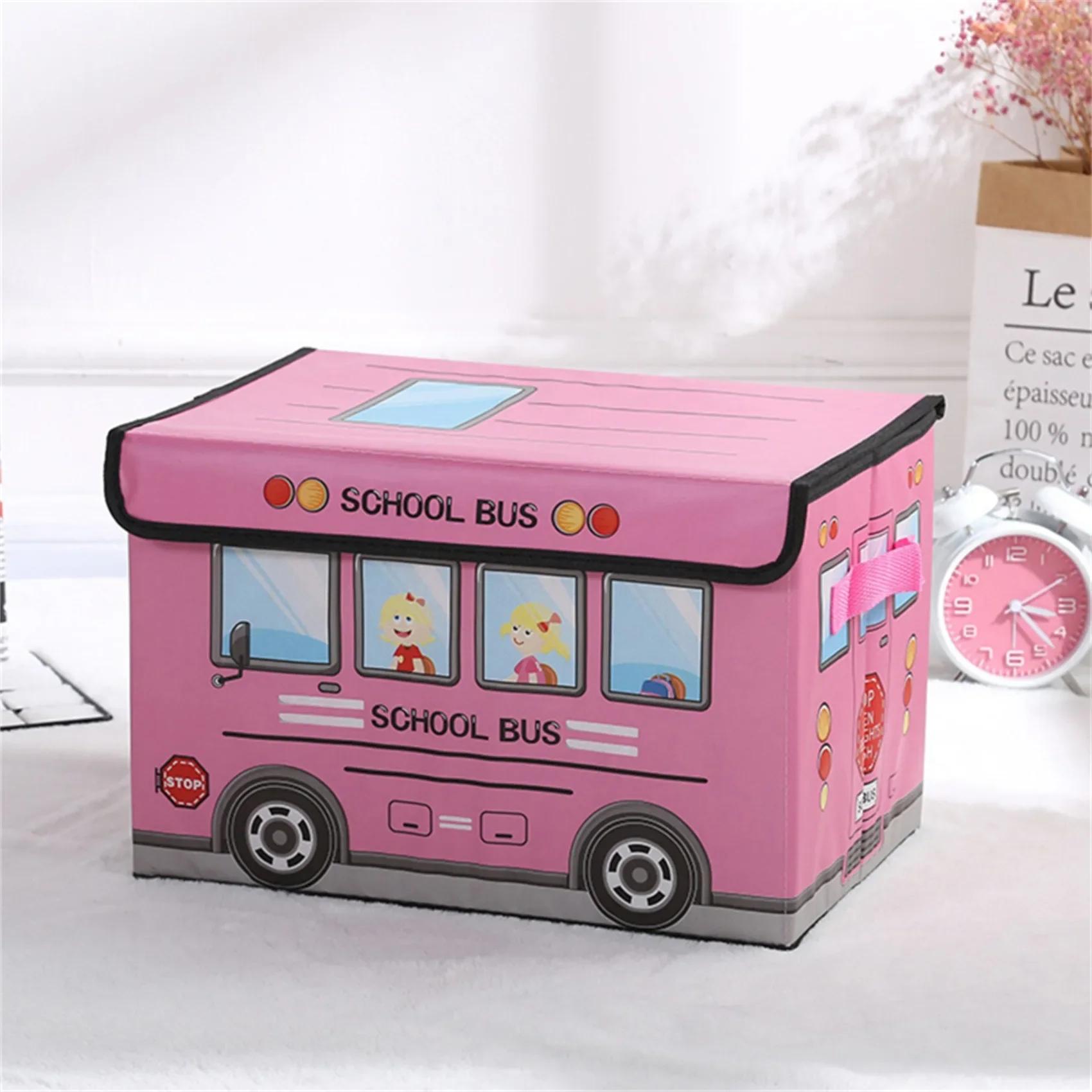 

1PC Waterproof Moisture-proof Toys and Snacks Storage Box Sundry Organizer Folding Cartoon Car Clothes Storage Box рожевий