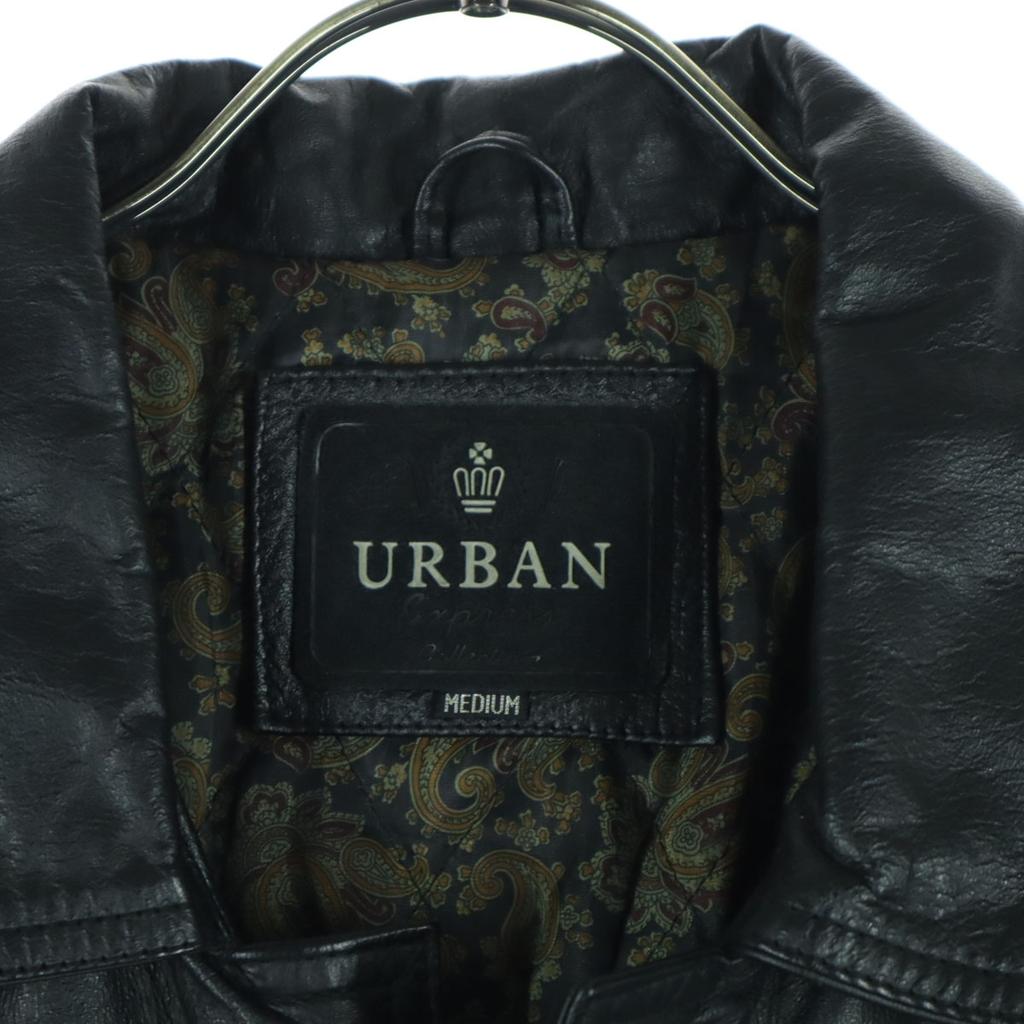 URBAN EXPRESS Long Sleeve Leather Coat M Black Cowhide Men's Used