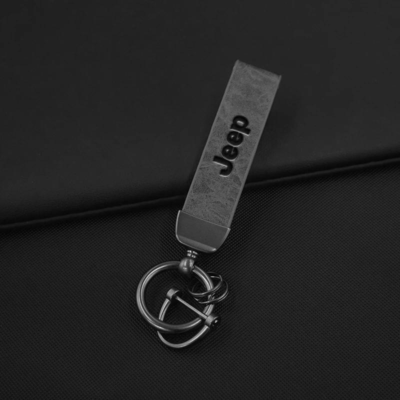 Para Carro Jeep Corrente de Chaveiro Metal Couro Para Jeep Grand Cherokee WK WK2 JK KK KL Commander XK Renegade Chaveiro Estilo Auto