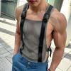 INCERUN Men Summer Sleeveless Mesh See Through Stitching Long Tank Tops