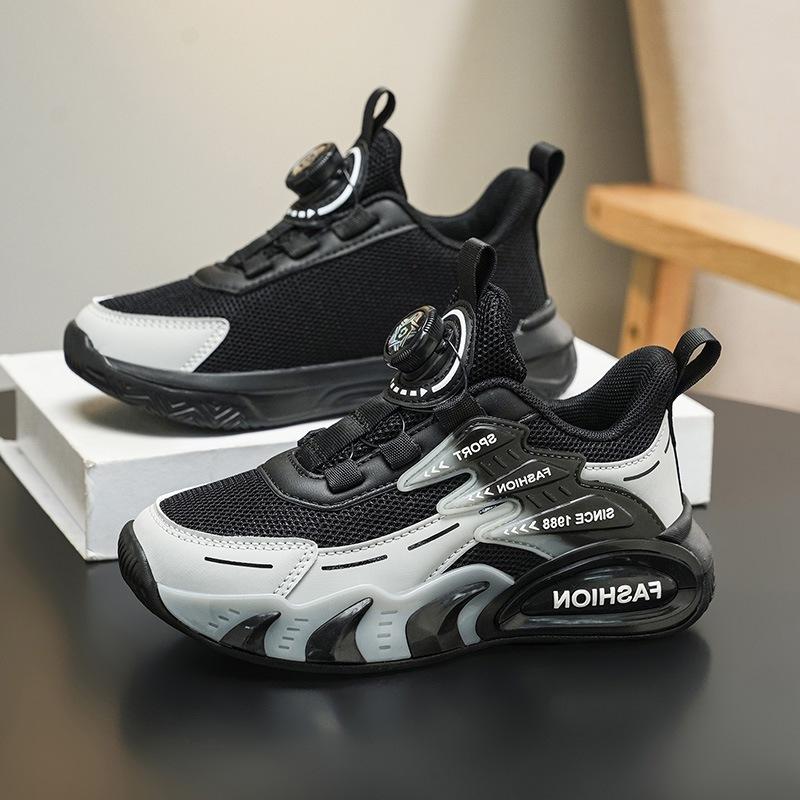 Children's Rotating Buckle Classmate Spring and Autumn Breathable Mesh Sports Shoes Boys Versatile Fashion Running Shoes Entity