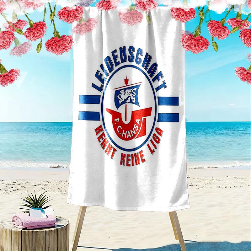 FC Hansa Print Strandtuch, Großes Weiches Schnelltrocknendes Handtuch für Strand Camping Schwimmen