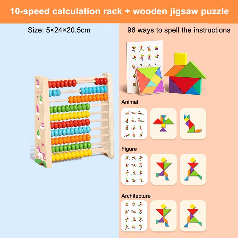 Wooden Counting Toy Abacus Montessori Education Math Toy Children Rainbow Counting Beads Addition Subtraction Operation Learning