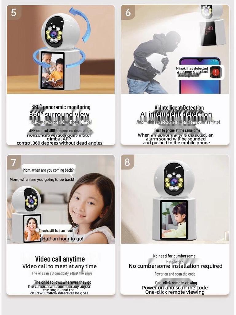 Ultra-Clear 360° Indoor WiFi Camera with Two-Way Video for Elderly Surveillance