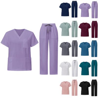 Unisex Loose And Comfortable V-neck Short Sleeved Pants Workwear Beauty Suit Protective Suit Set