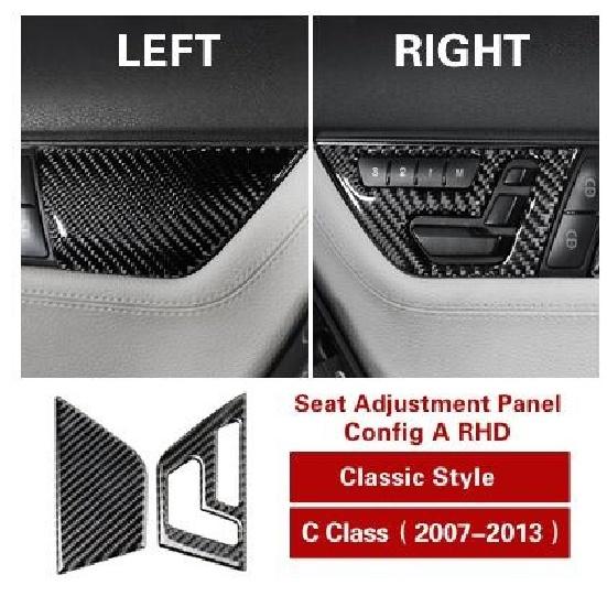 

Для Mercedes C Class W204 внутреннее украшение, молдинг из углеродного волокна, кнопка регулировки сиденья, наклейки, автомобильная наклейка, дверная панель b