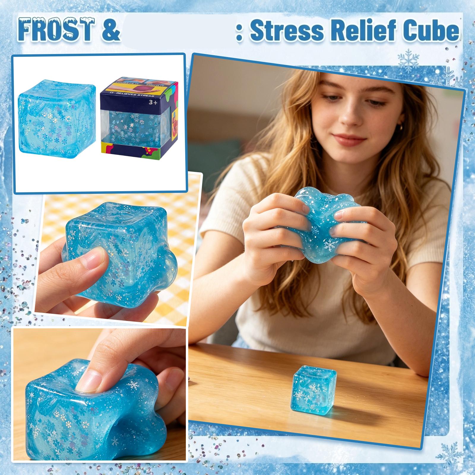 

Snowflake Pattern Stress Relief Cube Toy Boxed Sensory Fidget for Hand Exercise and Relaxation for Home Office School Use one size синий