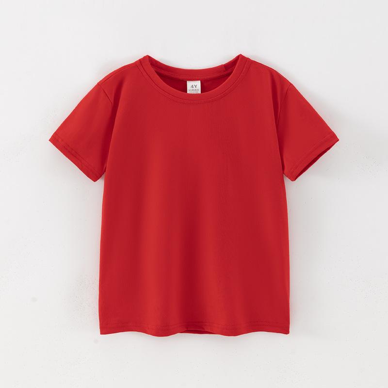 Kinder Kurzarm Baumwoll T-Shirt einfarbig - Sommer für Jungen, Größen ab 3T