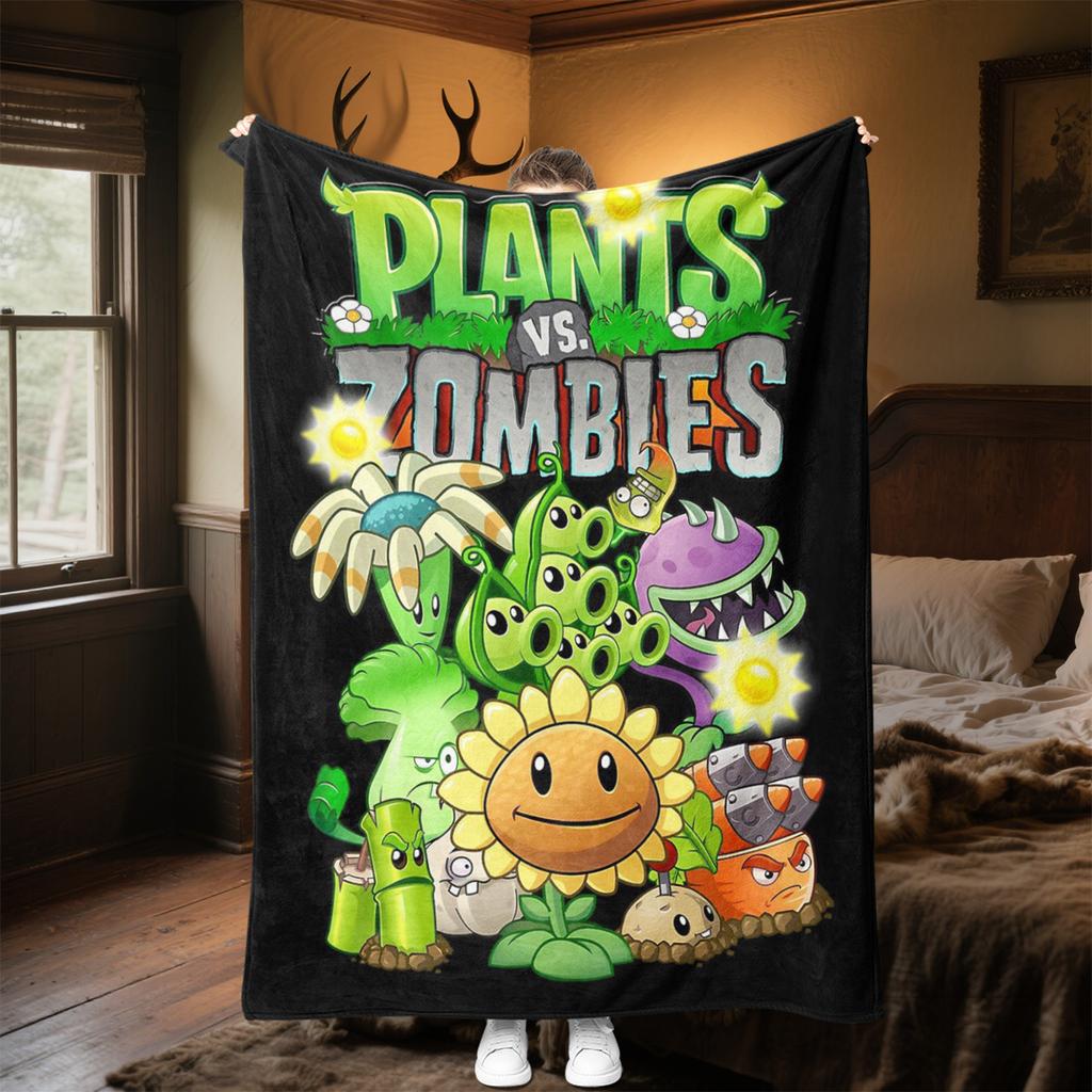 Plants Vs Zombies Plüschdecke Weich Bequem Für Alle Jahreszeiten Geeignet Sofa Büro Nickerchen Reisen Festliches Geschenk