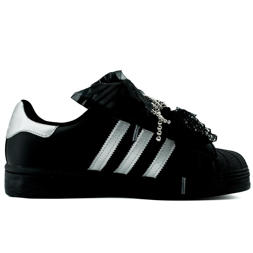 Adidas Originals SUPERSTAR Lightweight And Breathable Low top Skateboard Shoes Women's Black Silver EF5398(Team975-)