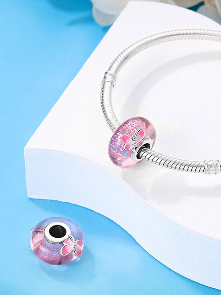 Pink Glass Beads Beads Charm Copper Plated Fit Charms Copperoriginal Bracelet For Jewelry Making Diy Charm