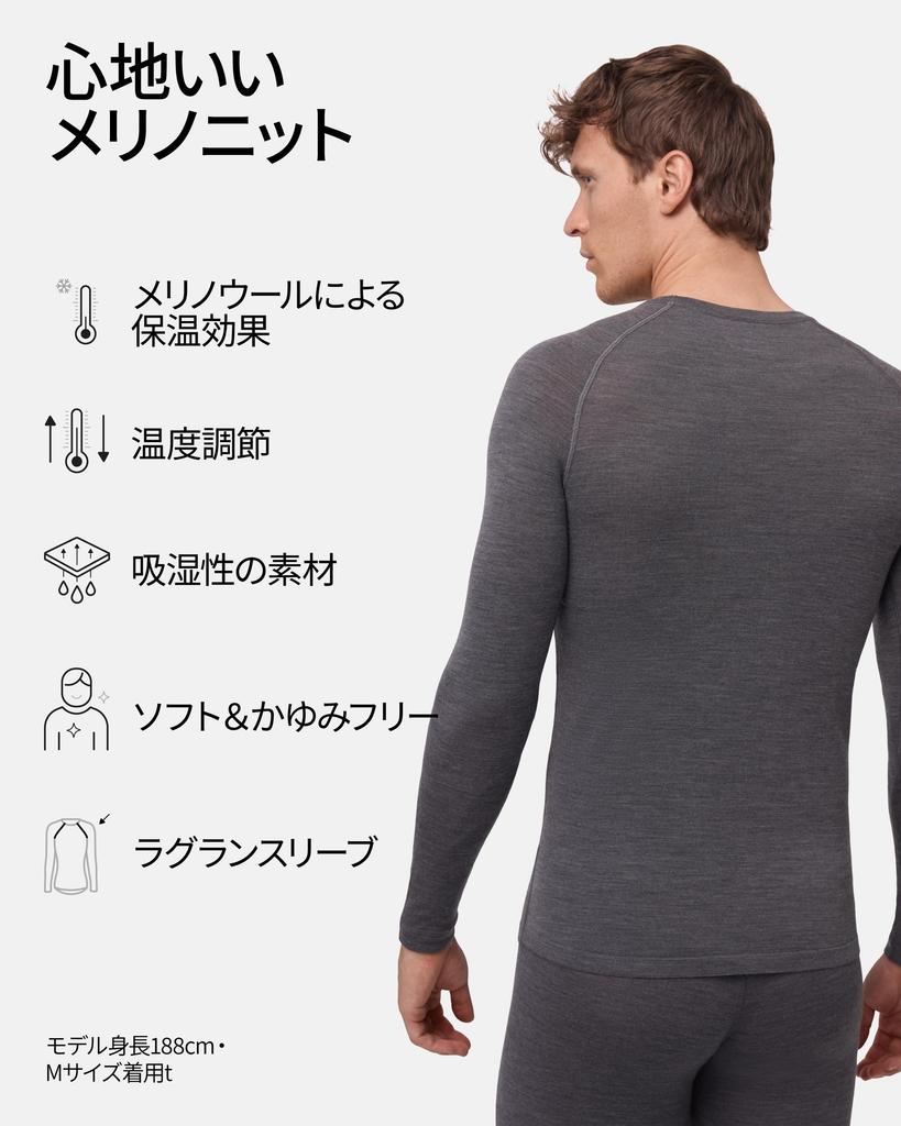 DANISH ENDURANCE Men's Merino Wool Long Sleeve Shirt with Half Zipper, Breathable, Antibacterial, and Odor-Resistant, Dark Gray, Size M