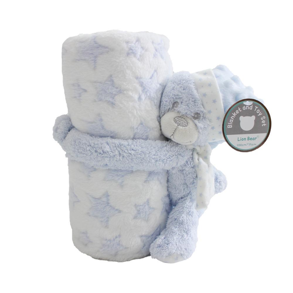 2pcs/set Stuffed Animal Plush Baby Blanket 75*100cm Baby Gift Newborn Baby Sleeping Blanket Bunny Design Flannel
