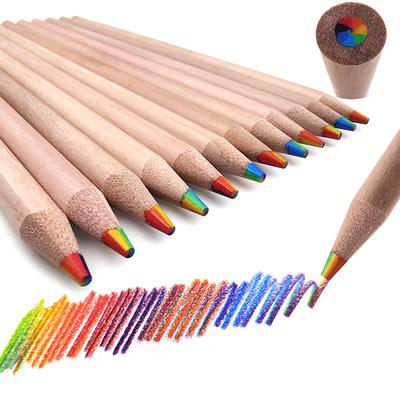 2Pcs 7 Colors Gradient Rainbow Pencils Adults Jumbo-Colored Multicolored Pencils For Diy Graffiti Art Drawing Coloring Sketching