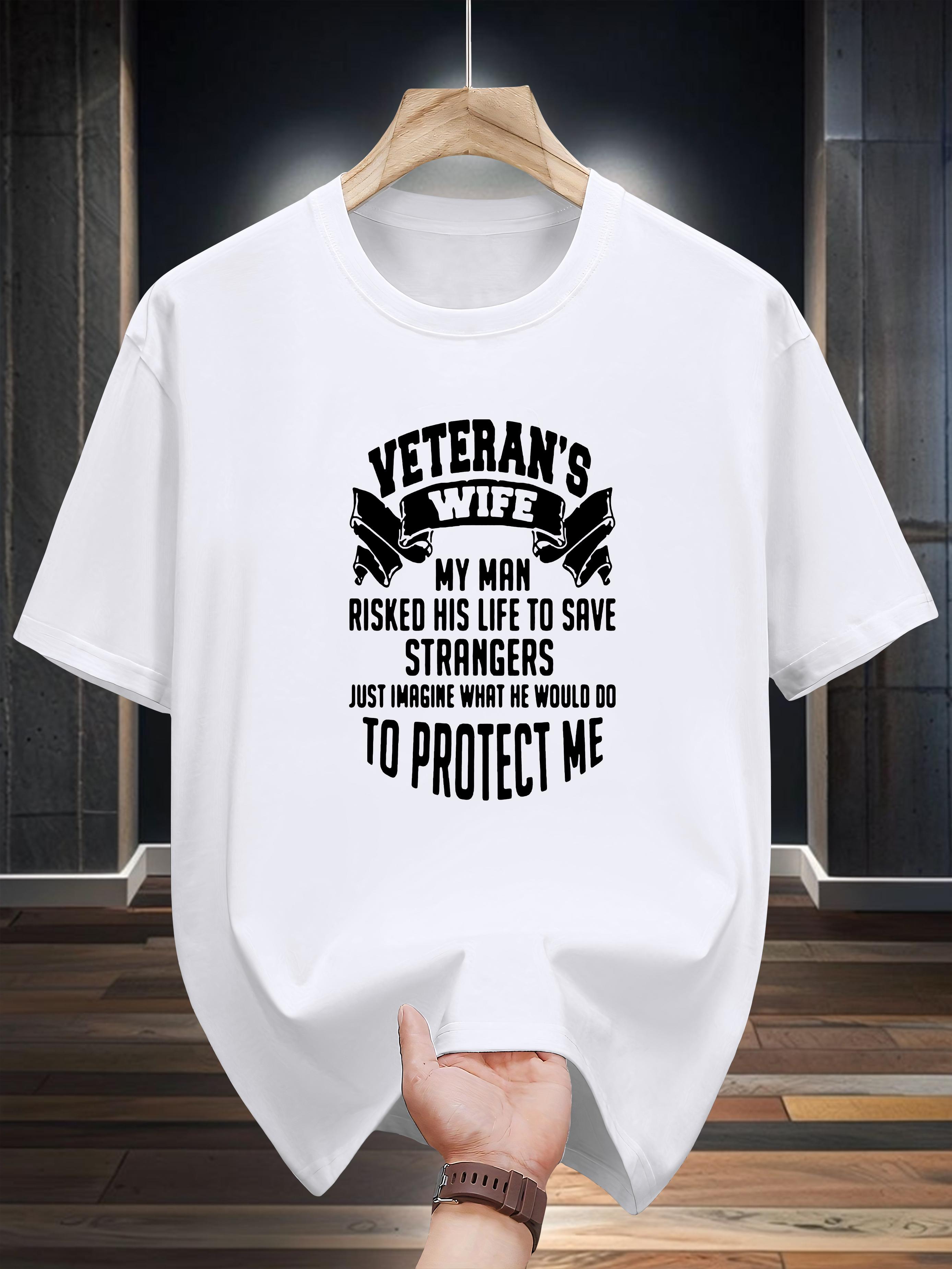 

Niuwang Selection 200g 100% Cotton Short Sleeve T-shirt - Black Casual Graphic Tee with Veteran s Wife Appreciation Design XXXL