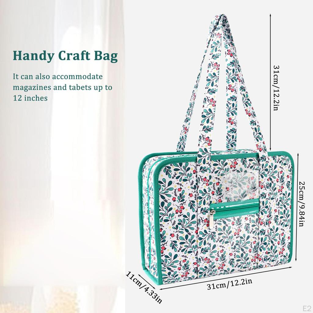 Embroidery Project Bag Packing Organizer Portable with Handle Carrying Case Tote for Crochet Art