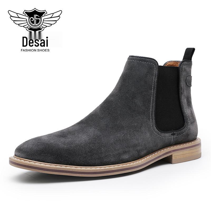Autumn/Winter 2026 Men's Chelsea Slip-On Leather Boots: Top Grain Cowhide, Low Heel.