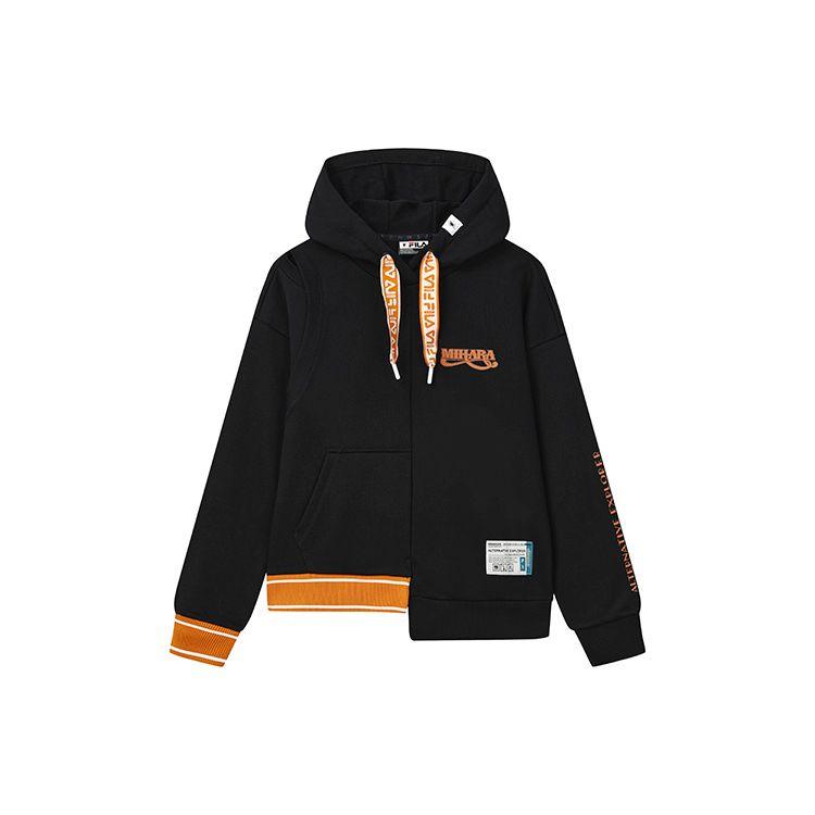 

FILA X MIHARA YASUHIRO Color Block Irregular Design American Style Hoodie Women Hoodies Black F11W243206F-BK L