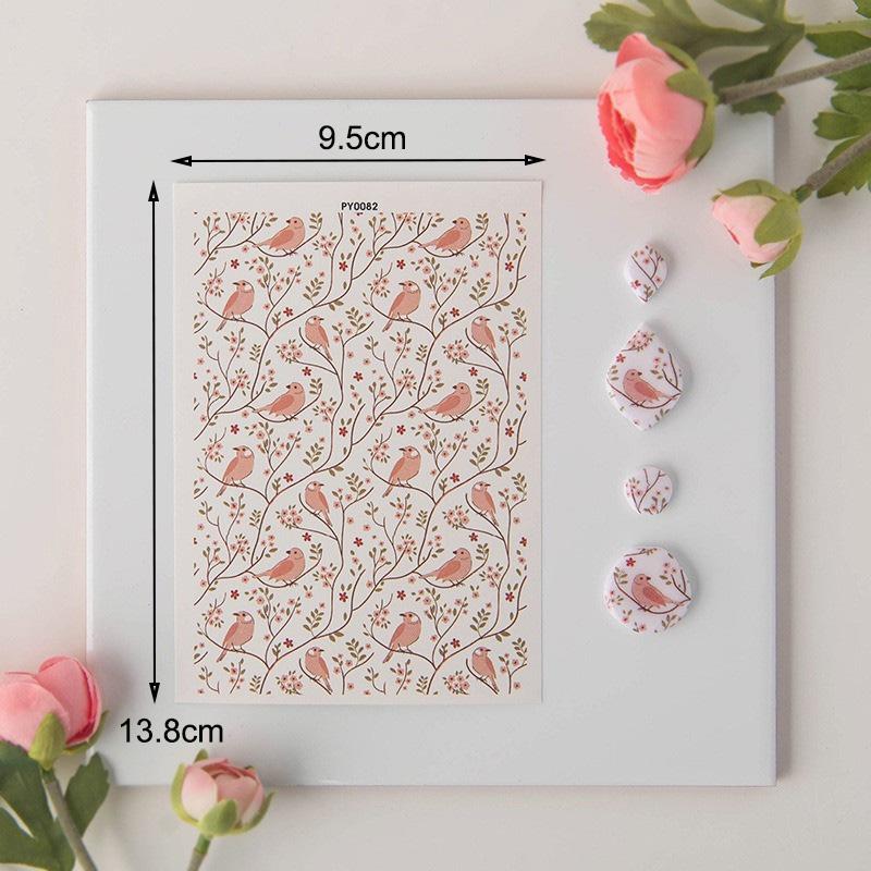 

Early Spring Soft Ceramic Earrings Water Transfer Paper Flower Bird Pattern Clay Special Water Soluble Sticker DIY Handmade Tool