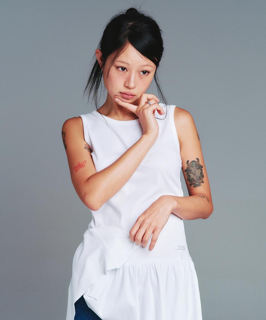 Ames Worldwide Classic Shirring Sleeveless Dress White