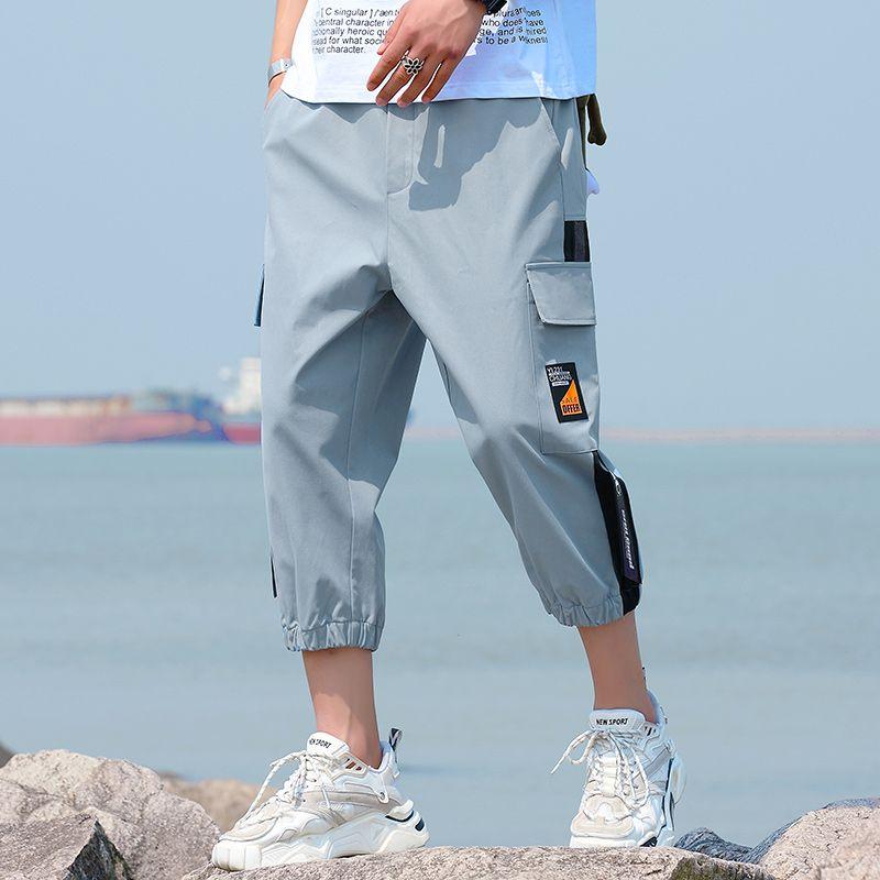 

Мужская одежда, шорты-карго, мужские спортивные шорты больших размеров, модные 7 летних брюк 3/4, мужские мешковатые брюки-бермуды 4XL синий