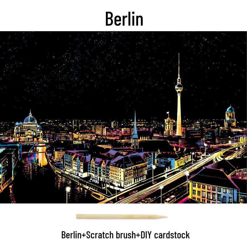 City Night View Scratch Art – DIY Kreatives Handgemachtes Malen Geschenk für Beste Freundin