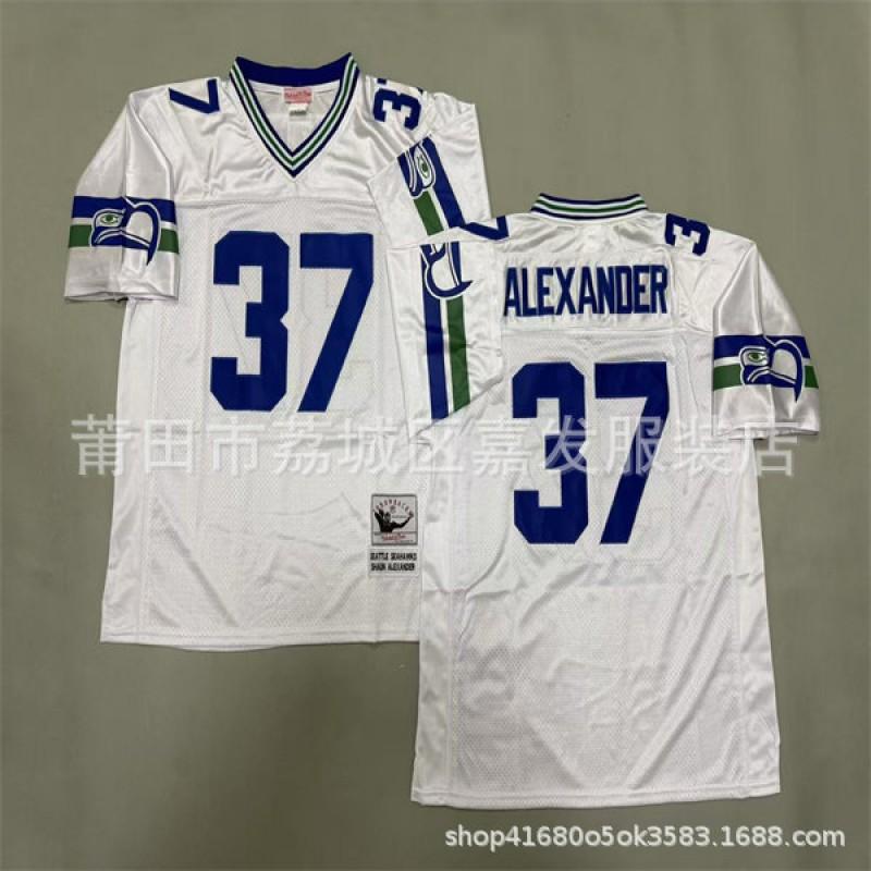 Seattle Seahawks Retro NFL Football Jersey Mens Cotton Team Apparel Vintage 80 96 12 10 37 45 55 24 25 31