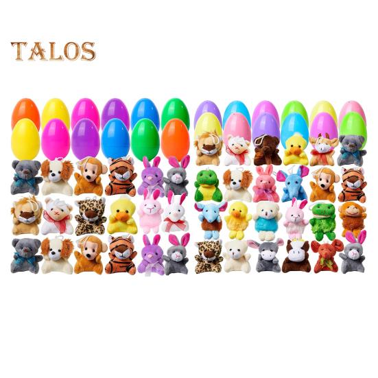 

24 шт. предварительно заполненных пасхальных яиц с мини-мягкими плюшевыми игрушками для вечеринок, наполнители для пасхальной корзины для игры «Охота на пасхальные яйца», призовые принадлежности для класса 24PCS