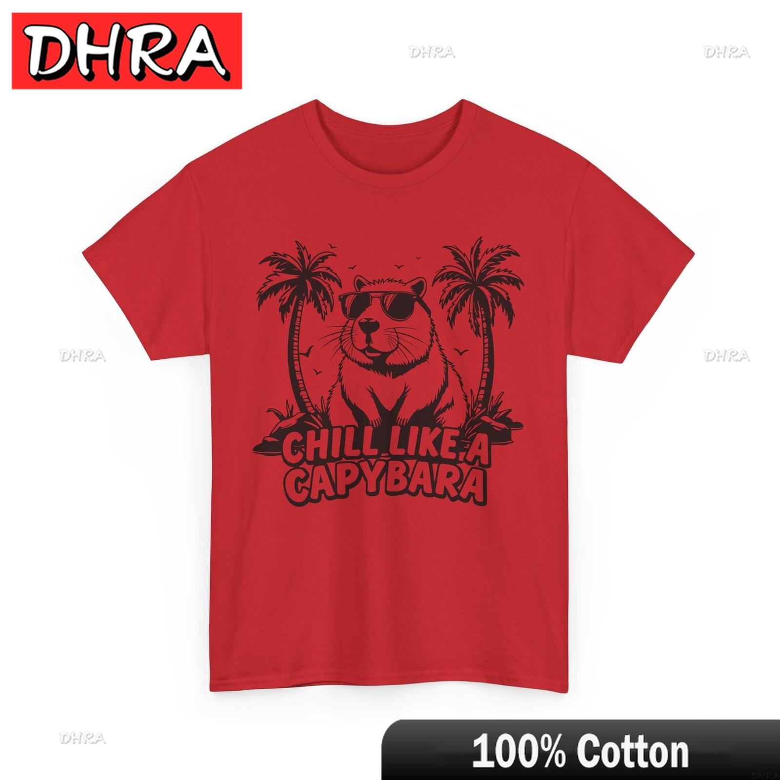 Chill Like A Capybara Single TShirt Funny Eating Joke Shirt Urban Minimalist Tshirts Retro Funny Comfy TShirt Colorful Printed S