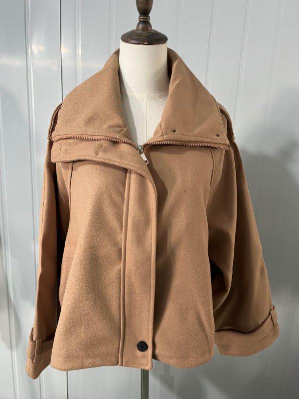 Cappotto in Lana da Donna Autunno/Inverno, Taglie Europee e Americane, Collo Rialzato, Monopetto, Stile Elegante.