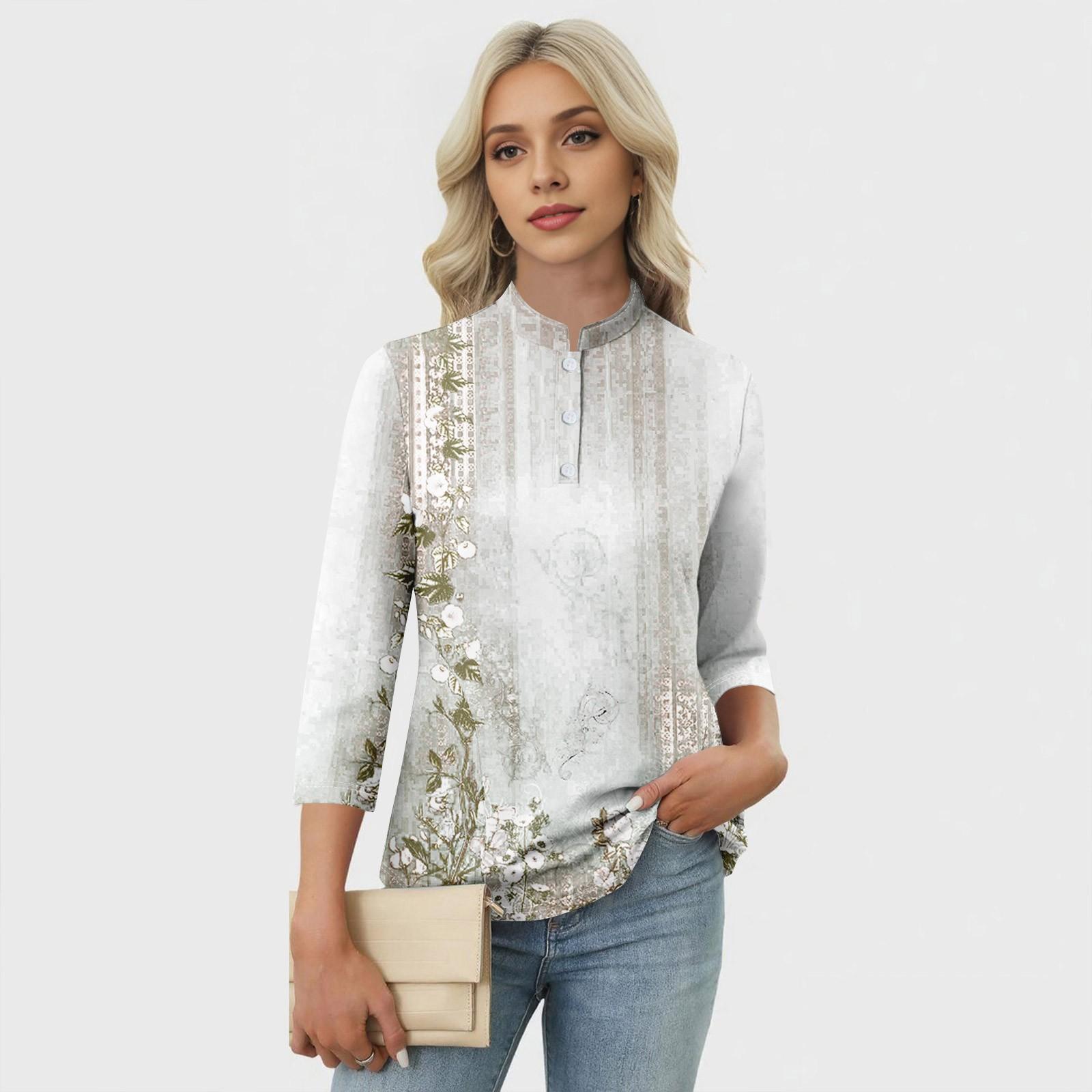 

Женский повседневный топ с V-образным вырезом, рукавом 4/3 и декоративными пуговицами XL белый