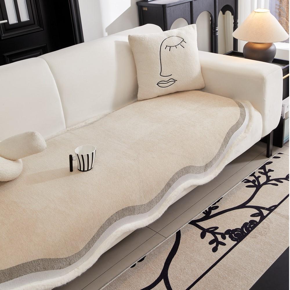 Sofa Covers Super Soft Plush Sectional Couch Fuzzy Furry Non Slip Sofa Slipcover Furniture Protec Irregularity Cushion Carpet