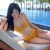 1 color, solid color 1011 South Korea's new sexy small breasts gather and cross high waist split triangular swimsuit women