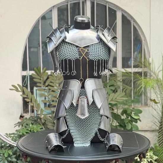 Mythic Valkyrie Warplate  Epic Silver Chain  Armor Ensemble  Fantasy Goddess LARP And Festival Gear