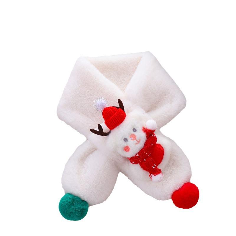 Korean Style Plush Snowman Scarf for Kids - Warm Winter Neck Warmer for Girls & Boys
