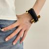 Armlet Belt Buckle Leather Bracelet Golden Women Open Bangle Exaggerated Metal Bangle  Versatile