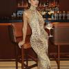 European and American Style 2026 Summer New Product Sexy Backless Slim Strap Neck Print Dress Women