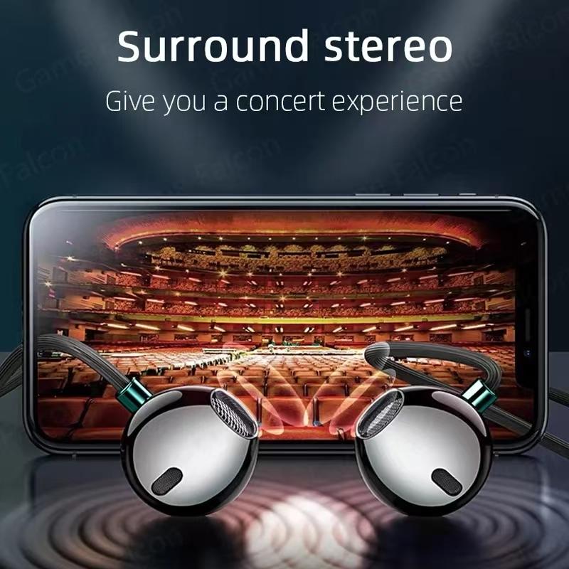 Heavy Bass Type C&3.5mm HIFI Stereo Wired Earphones In-ear Headphones with Mic Earbuds Noise Reduction Gamer Headset for Samsung