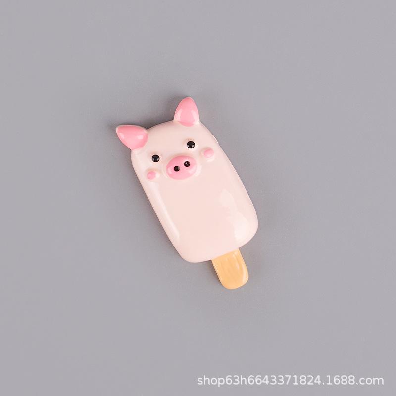 Simulation Resin Accessories Ice Cream Cabinet Cartoon Animal Popsicle Diy Jewelry Accessories Materials Children'S Play House Toys