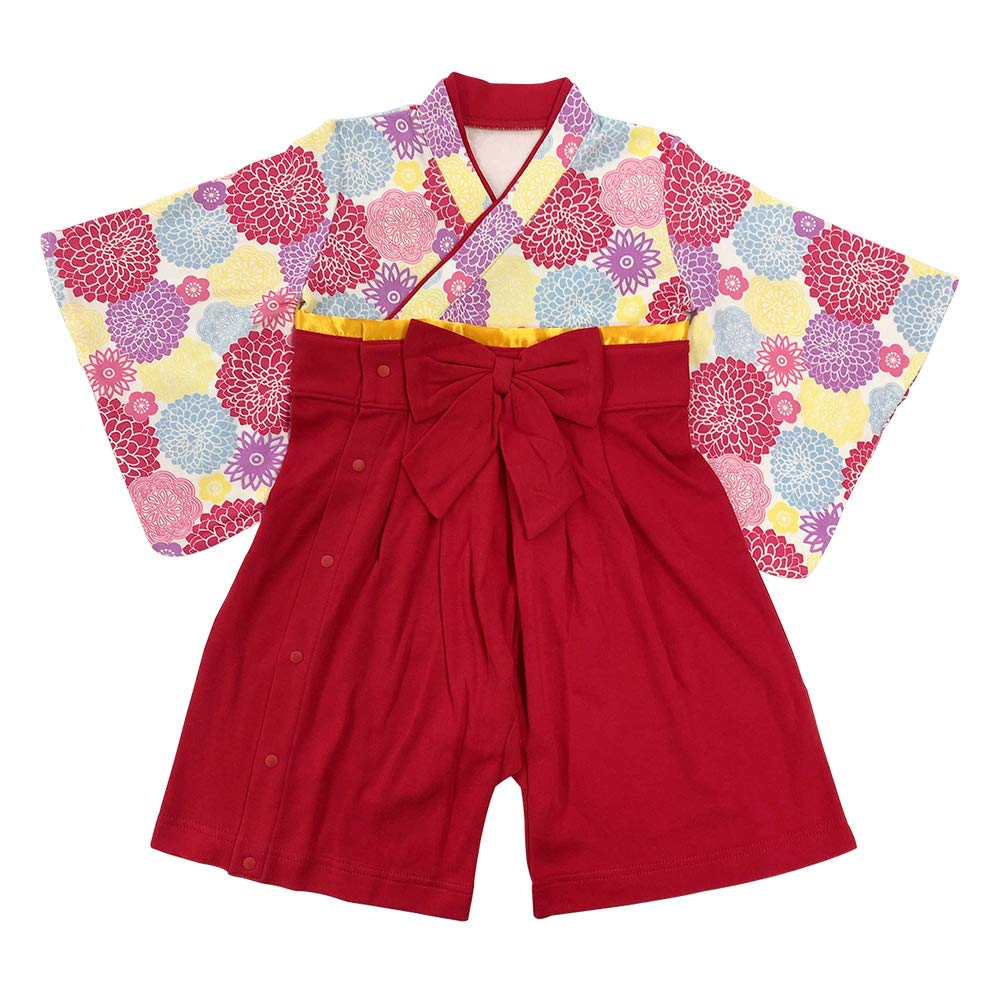 

Chuckle BABY Hakama Baby Hakama Romper, Girl s Coverall, Kimono, 60-70cm, Red, P2513-70-21