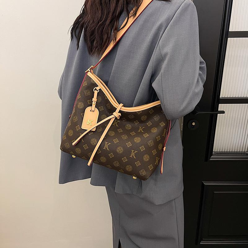 Früher Herbst neue kontrastfarbene Einkaufstasche Tragetasche Mutter und Kind Schulter Damenhandtasche