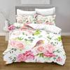Floral Duvet Cover King/Queen/Full Size, Watercolor Floral Bedding Set, Colorful Botanical Flowers Leaves Print Comforter Cover