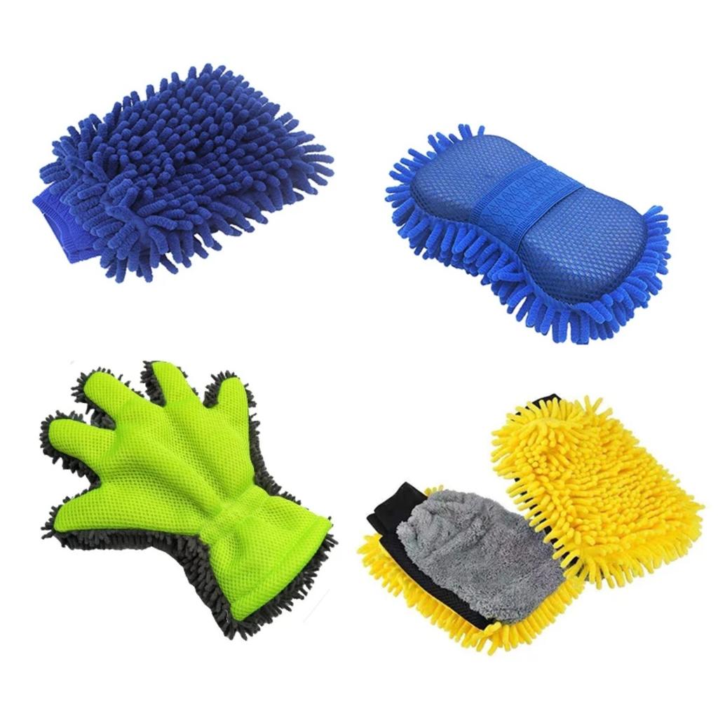 Microfiber Wipe Car Sponge Chenille Car Wash Gloves Scratch Free Double-Sided Coral Velvet Uses For Car Cleaning Tool