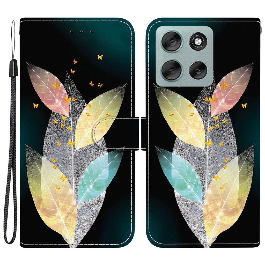 For Motorola Moto G56 5G Case Pattern Printing Anti-Drop Leather Flip Wallet Phone Cover with Lanyard